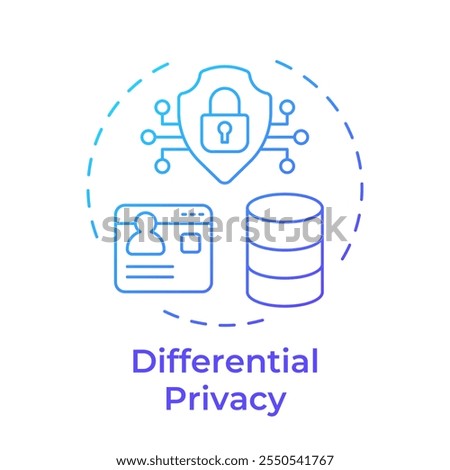 Differential privacy blue gradient concept icon. Type of privacy enhancing technologies. Data security. Round shape line illustration. Abstract idea. Graphic design. Easy to use in article