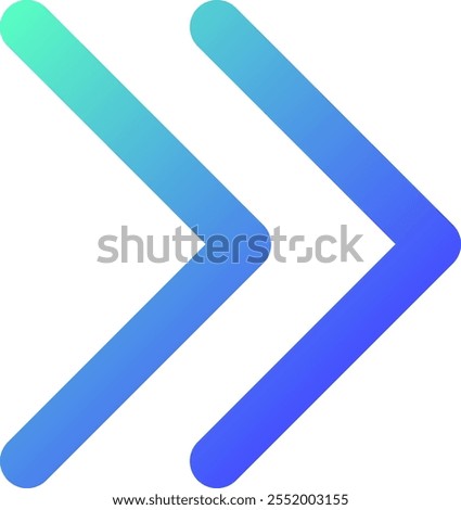 Right double arrow pixel perfect gradient linear ui icon. Guillemets. Fast forward button. Speed up. Line color user interface symbol. Modern style pictogram. Vector isolated outline illustration