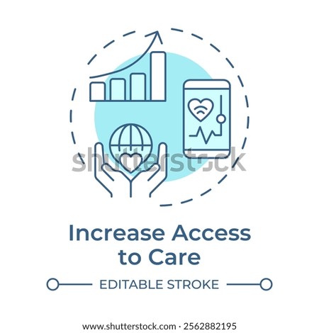 Increase access to care soft blue concept icon. Removes barriers to healthcare. Benefit of telehealth. Round shape line illustration. Abstract idea. Graphic design. Easy to use in presentation