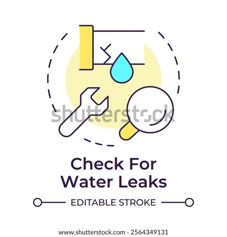 Check for water leaks multi color concept icon. Maintaining household plumbing system. Sustainability. Round shape line illustration. Abstract idea. Graphic design. Easy to use in booklet