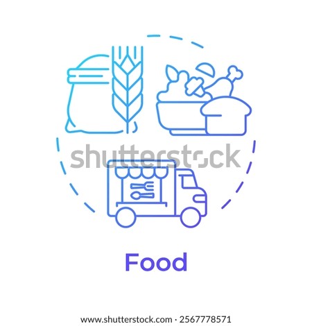 Food blue gradient concept icon. Water energy nexus. Zero hunger strategy of sources usage. Sustainability. Round shape line illustration. Abstract idea. Graphic design. Easy to use in booklet