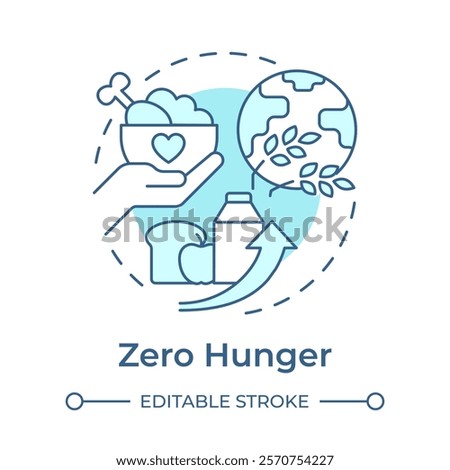 Zero hunger soft blue concept icon. Food management. Farming, agriculture. Ecosystem, ecology. Round shape line illustration. Abstract idea. Graphic design. Easy to use in infographic, presentation