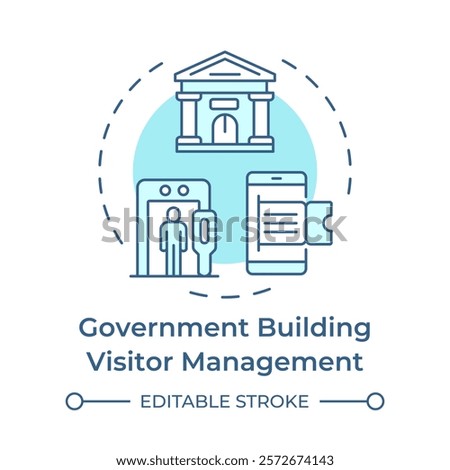 Government building visitor management soft blue concept icon. Security measures. Round shape line illustration. Abstract idea. Graphic design. Easy to use in infographic, presentation