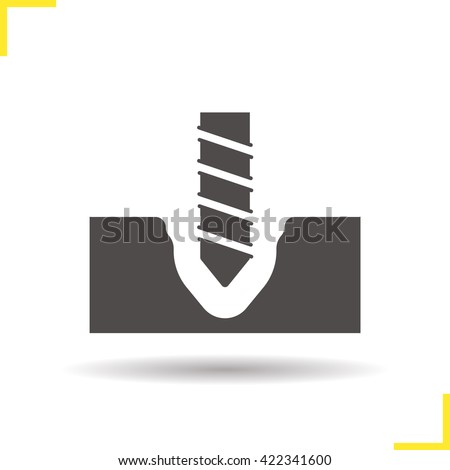 Drilling icon. Drop shadow silhouette symbol. Rotating drill bit vector isolated illustration