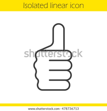 Thumbs up gesture linear icon. Approval and like sign. Thin line illustration. Vector isolated outline drawing