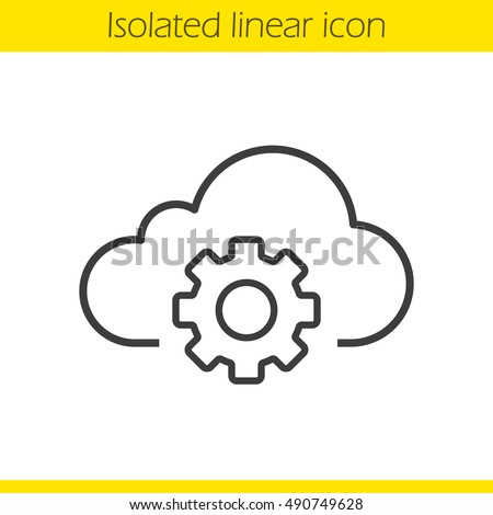 Cloud storage settings linear icon. Thin line illustration. Web hosting preferences. Cloud computing with cogwheel contour symbol. Vector isolated outline drawing