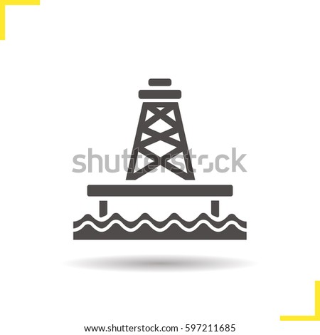 Offshore sea well glyph icon. 