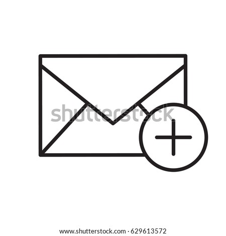 Add email linear icon. Thin line illustration. Email letter with plus contour symbol. Vector isolated outline drawing