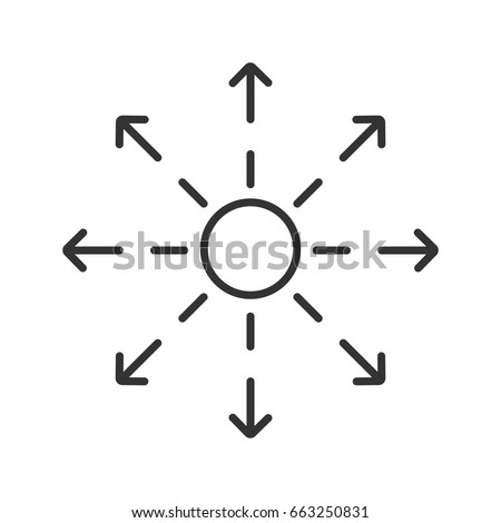 Spreading linear icon. Thin line illustration. Distribution abstract metaphor contour symbol. Vector isolated outline drawing