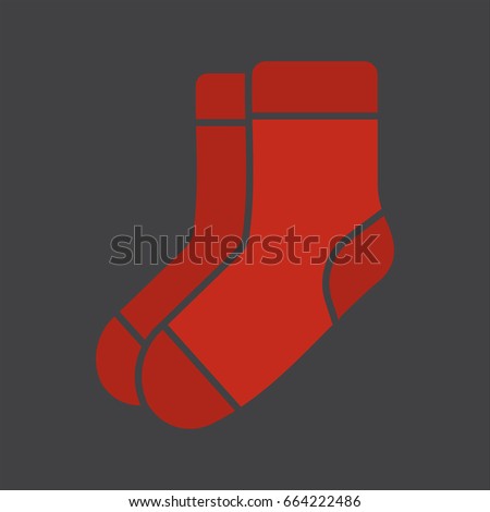 Warm socks glyph color icon. Socks pair. Silhouette symbol on black background. Negative space. Vector illustration