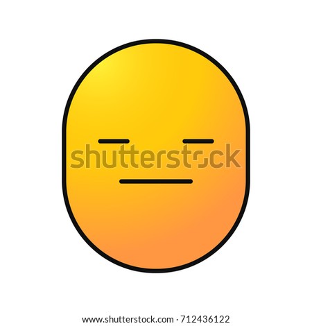 Neutral face color icon. Emotionless smile. Isolated vector illustration