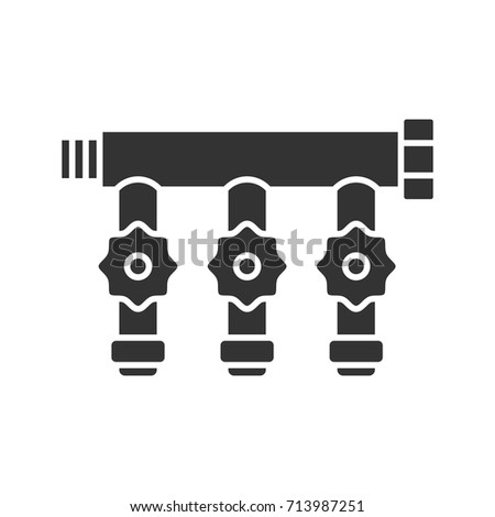 Manifold tap glyph icon. Silhouette symbol. Negative space. Vector isolated illustration