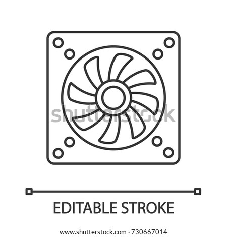 Exhaust fan linear icon. Conditioning. Thin line illustration. Air ventilation. Contour symbol. Vector isolated outline drawing. Editable stroke
