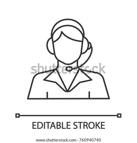 Call center operator linear icon. Support service. Thin line illustration. Contour symbol. Vector isolated outline drawing. Editable stroke