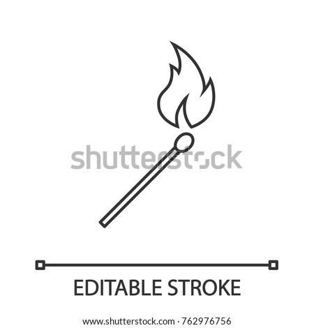 Burning matchstick linear icon. Arson. Thin line illustration. Contour symbol. Vector isolated outline drawing. Editable stroke