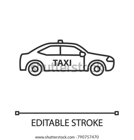 Car linear icon. Taxi. Thin line illustration. Automobile. Contour symbol. Vector isolated outline drawing. Editable stroke