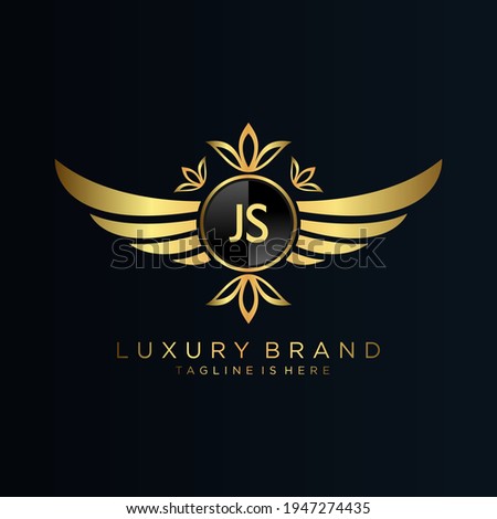 JS Letter Initial with Royal Template.elegant with crown logo vector, Creative Lettering Logo Vector Illustration.