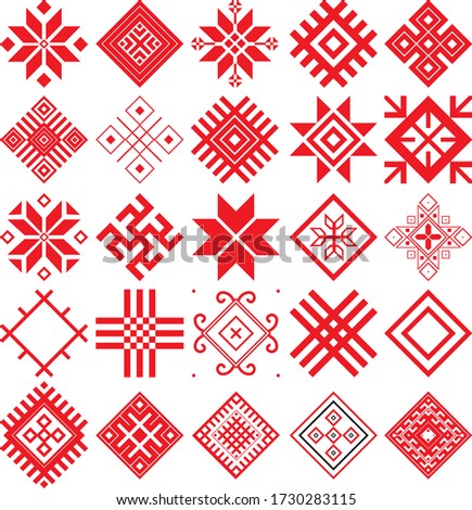 National Slavic ornament symbol of 25 different signs of Belarus