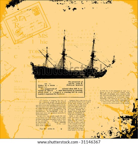 ship on a grunge background illustration