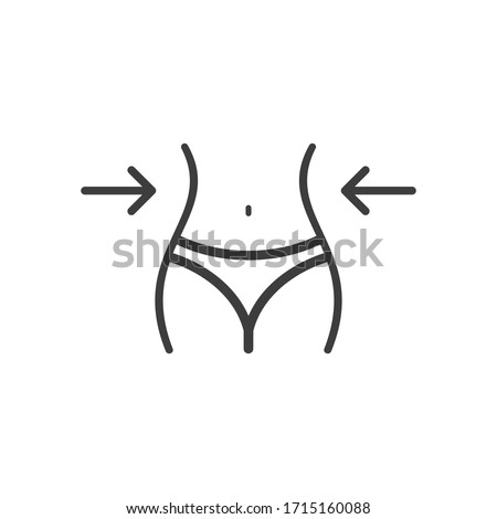 Weight loss icon. Slim lady with measuring tape icon isolated on white background. Vector illustration. Eps 10.
