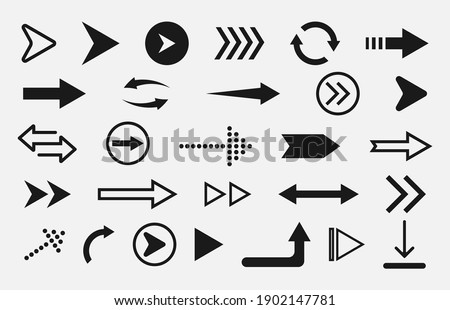 Black arrows icons set isolated on white background.Eps 10