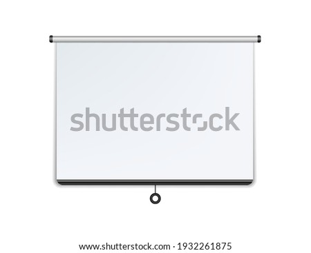 Empty white projector screen hanging from wall. isolated vector design.Vector illustration isolated on white background.Eps 10.