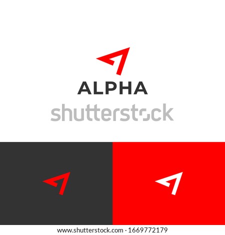 Flat triangle logo design concept with number one negative space. First media logomark illustration template. Can representing tech, letter a, wing, fast, sport, travel, and adventure.