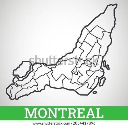 Simple outline map of Montreal, Canada. Vector graphic illustration.