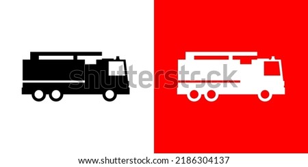 Firetruck solid sytle icon design vector. City security department symbol illustration.