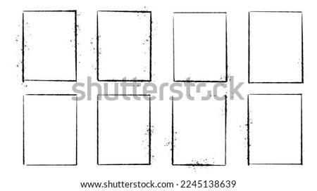 Abstract rectangle brush frame collection bundle elements. Grunge splash border decoration vector illustration.