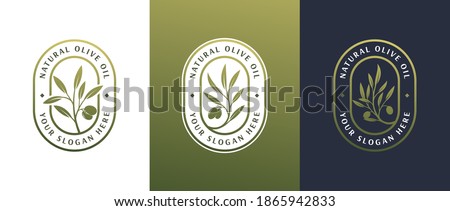 olive oil label 3 logo badge design