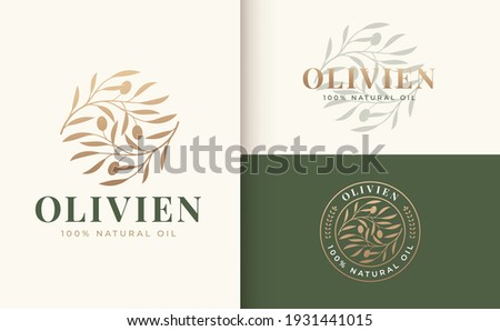 vintage olive branch logo and badge design