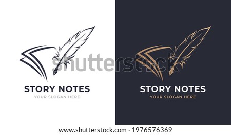 note and quill logo design