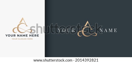luxury letter a c monogram serif logo design