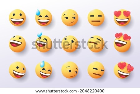set of 3d emoji in various points of view design