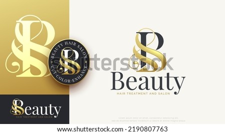 luxury letter b beauty woman hair style icon design