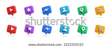 3d social media icon set design