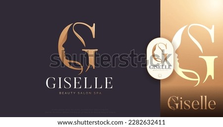 beauty salon monogram letter g woman silhouette logo design