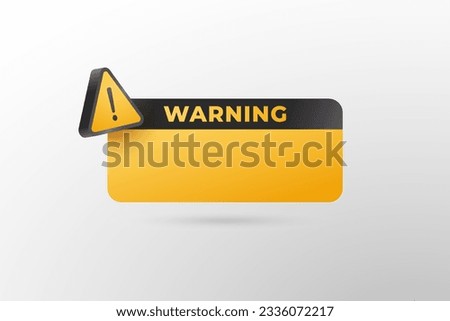 3d yellow warning sign Notification page element banner illustration design