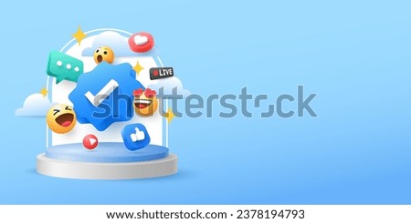 3d social media checkmark verify illustration design