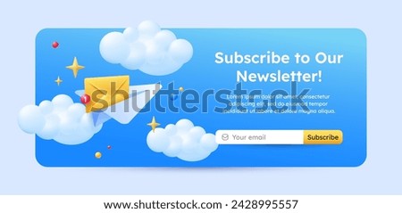 paper plane form subscription to newsletter marketing banner design