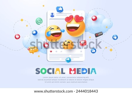 3d social media emoji marketing concept illustration design