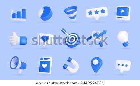 3d digital marketing seo sales social media icon design collection