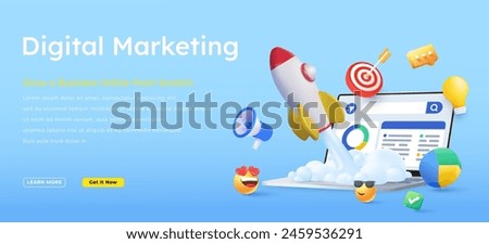 Digital Marketing seo strategy concept illustration banner design