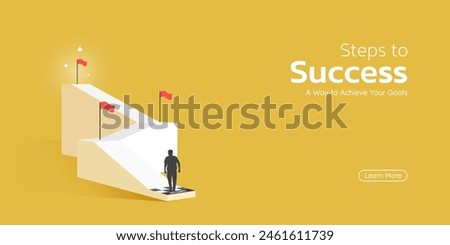 steps to success achieving goals illustration design