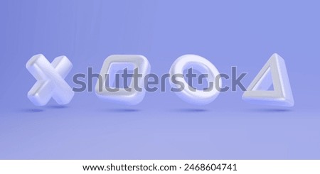 3d Geometric render gamepad symbol isolated buttons design