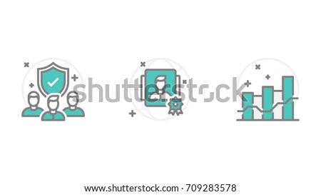 Set of Security Vector Line Icons. Contains such Icons as People selection, Test, Recruitment, Job, Lock, Safety and more. Pixel Perfect. Vector Line.