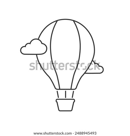 Hot air balloon glyph line icon. Aerostat. Silhouette symbol. Negative space. Vector isolated illustration