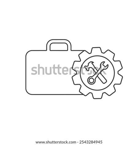 Toolbox with instruments inside line icon flat