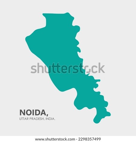 Map of Noida district, Uttar Pradesh - India on isolated grey background. Vector, Illustration.